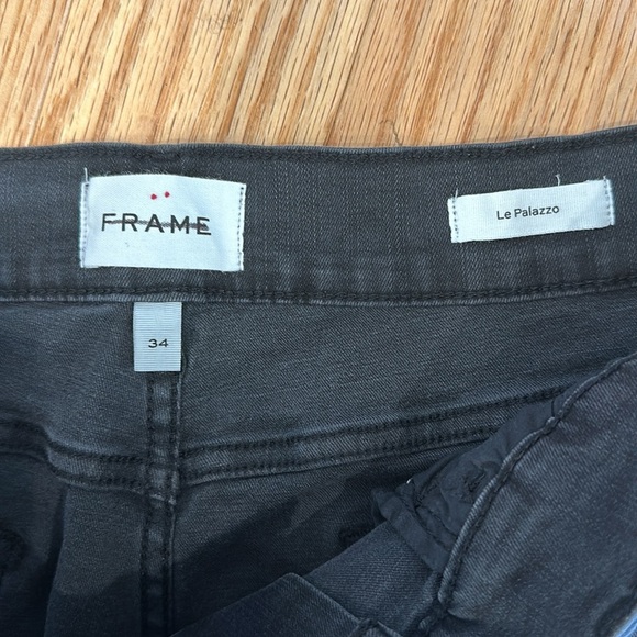 Frame Denim Le Palazzo High Rise Wide Leg Jeans in Black Size 34 - Picture 6 of 9